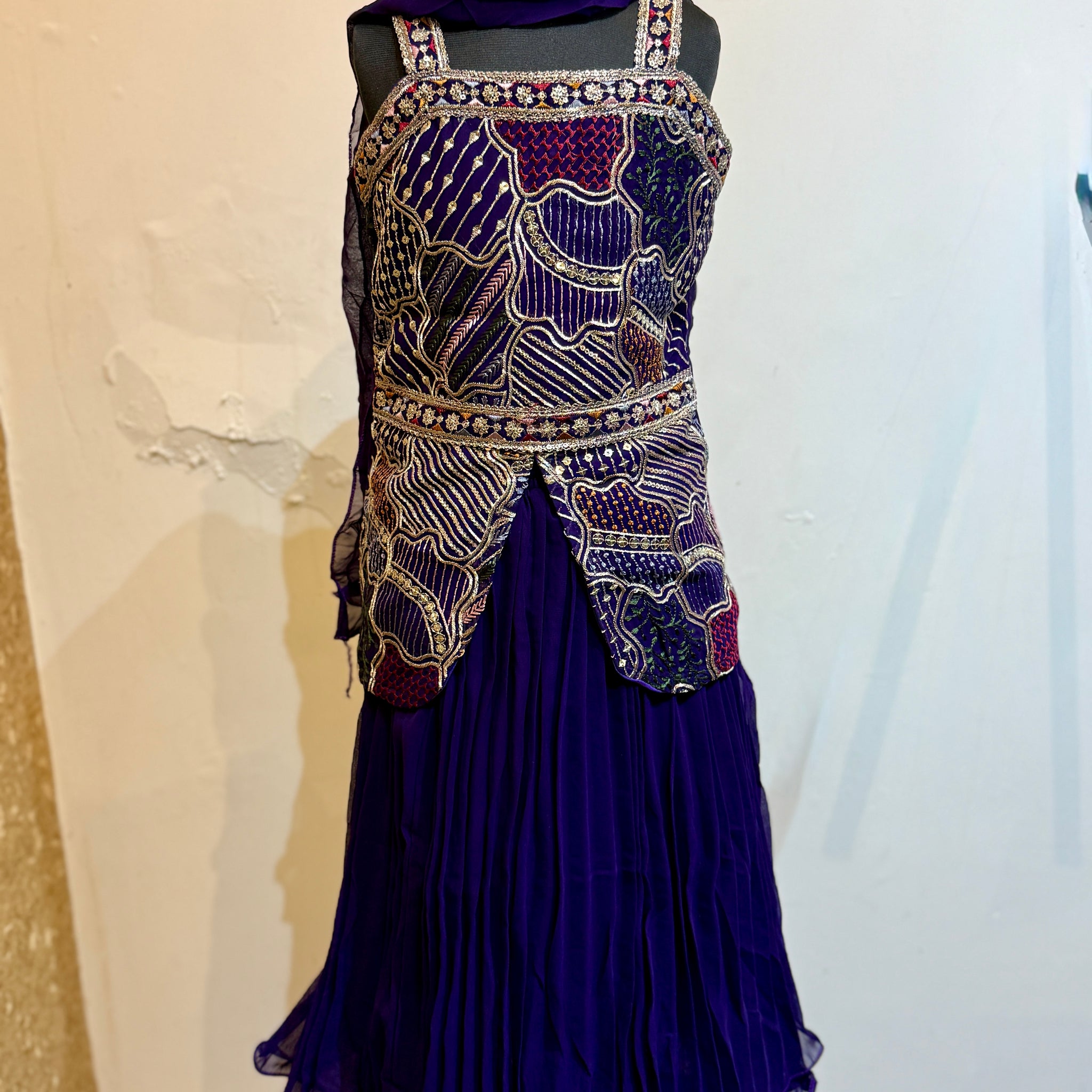 Bright Purple Choli with Designer long top