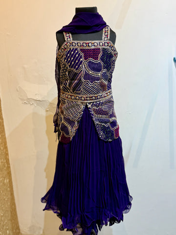 Bright Purple Choli with Designer long top