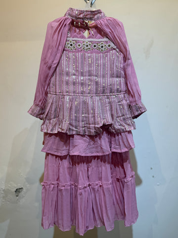 Baby Pink poncho sharara sequence work