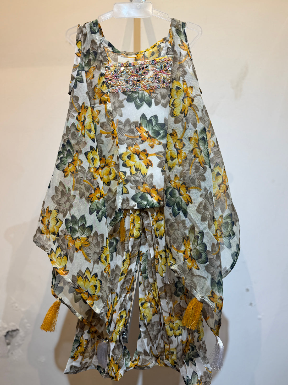 Yellow flowers flowy shrug palazzo set