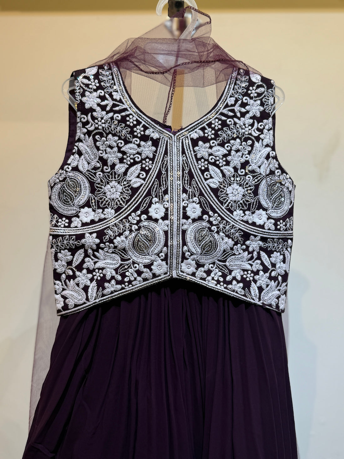 Wine bold flower Embroidered choli