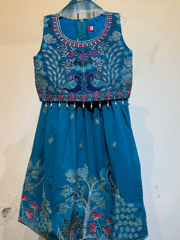 Sky blue Embroidered choli in peacock design