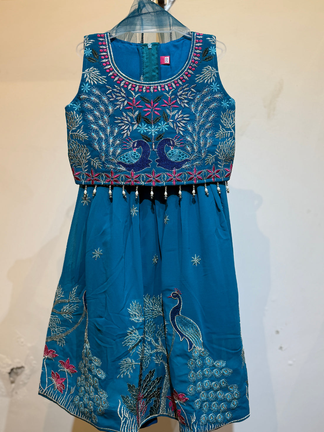 Sky blue Embroidered choli in peacock design