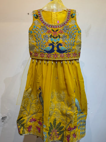 Yellow Embroidered choli in peacock design