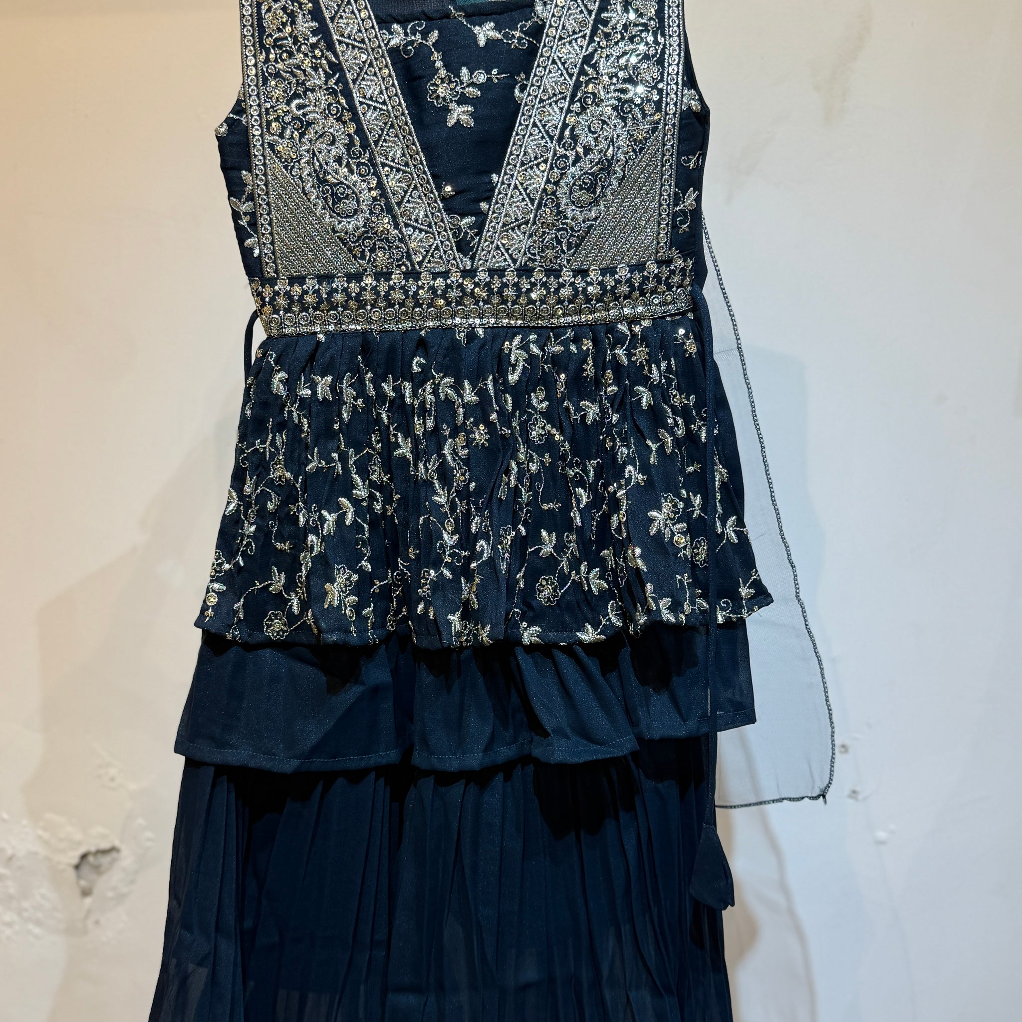 Dark Navy  Peplum full sequence work Sharara