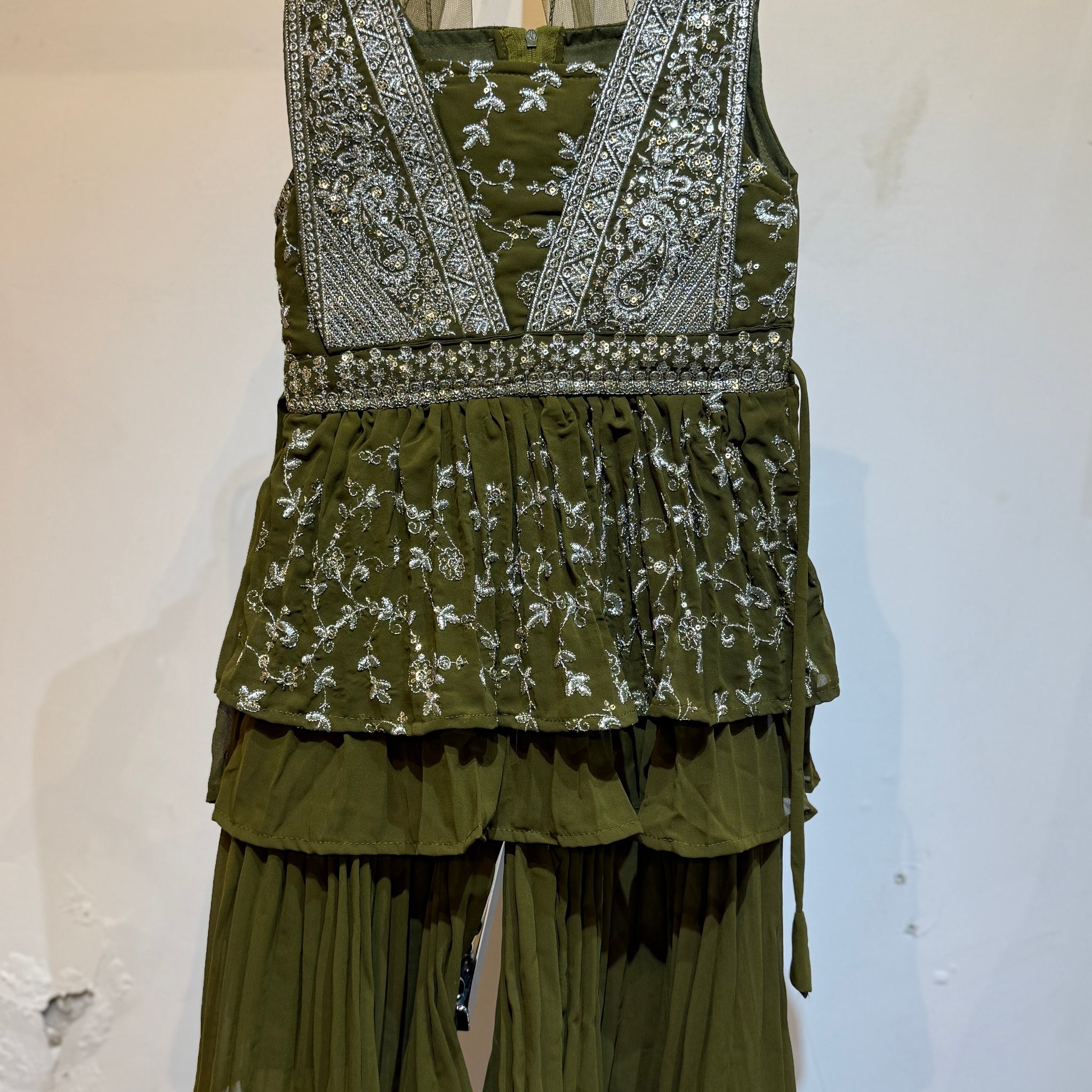 Mehandi Green Peplum full sequence work Sharara