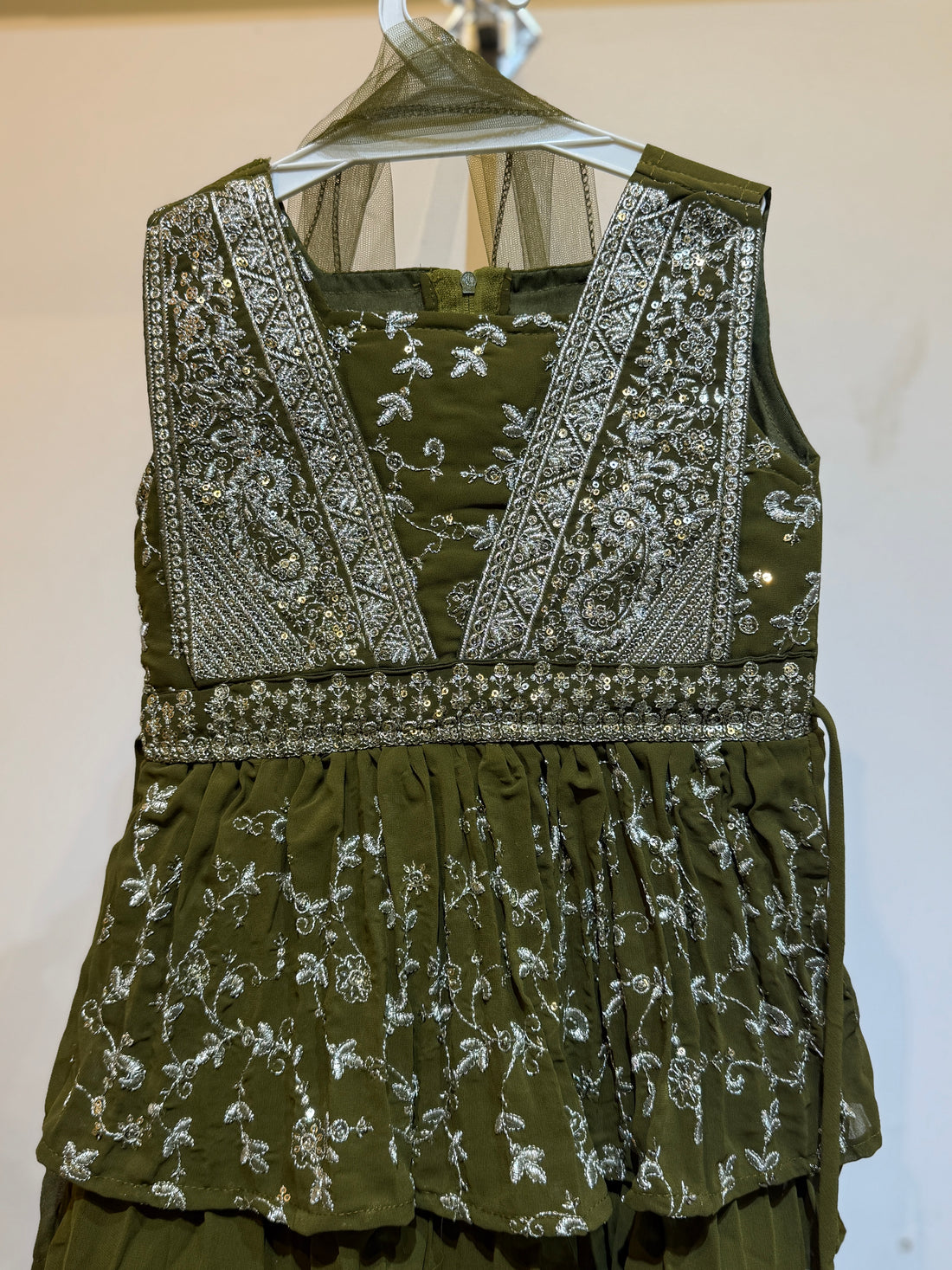 Mehandi Green Peplum full sequence work Sharara