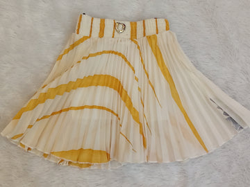 Yellow striped pleated skirt for girls