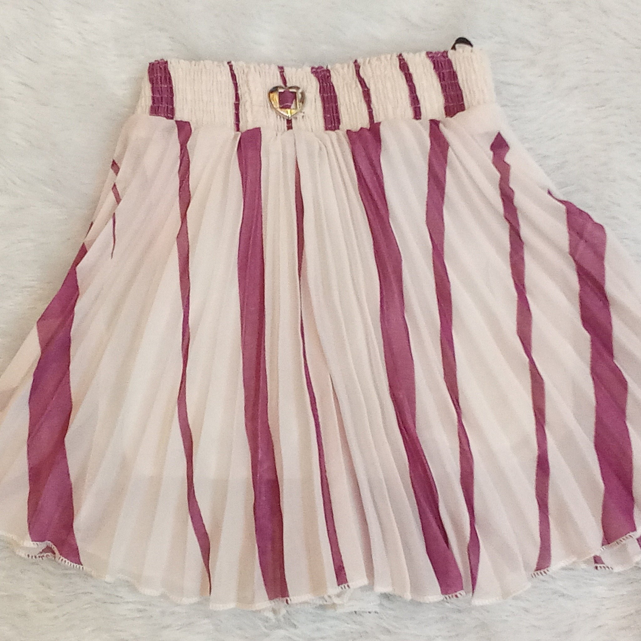 Purple striped pleated skirt for girls