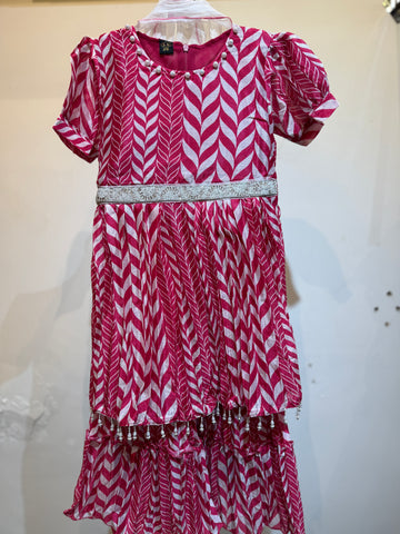 Chic and Classic Leaf print Pink Sharara
