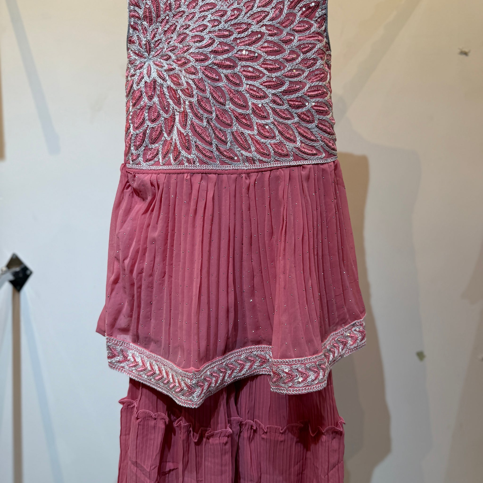 Peacock Feather inspired Designer Sharara In Pink