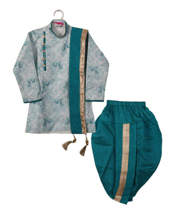 Blue Sequence Sherwani Set For Boys