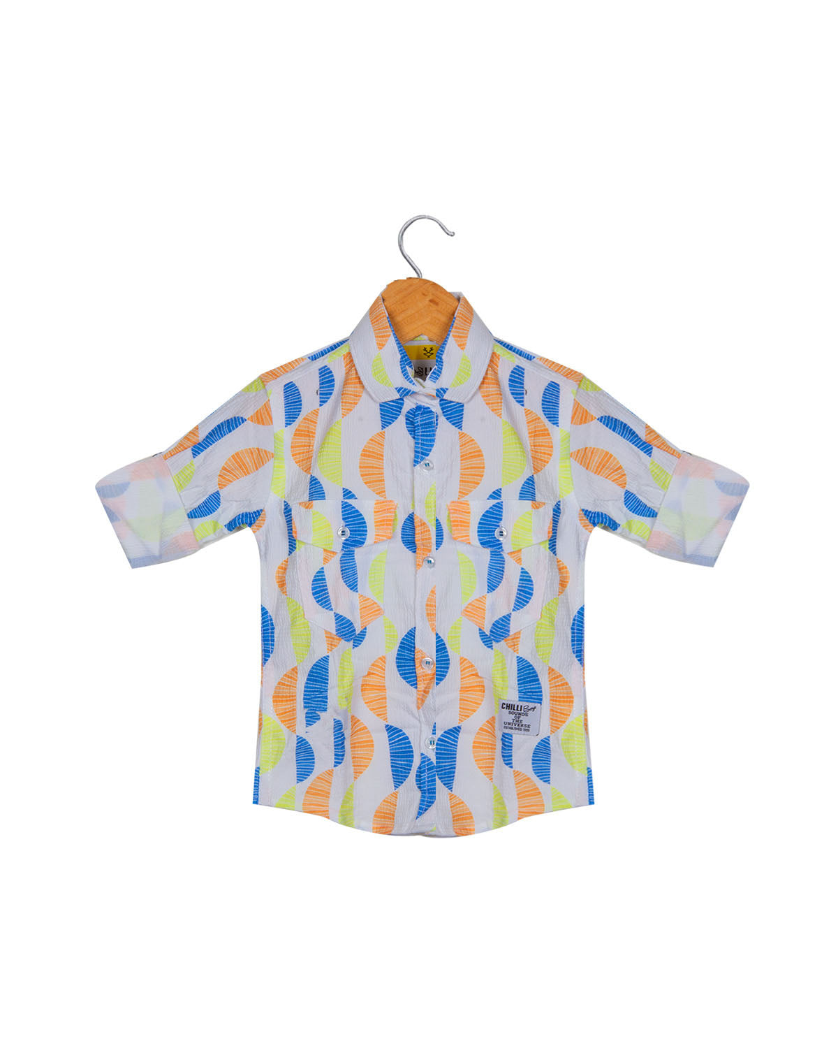 Multicolor semi circle printed shirt for boys