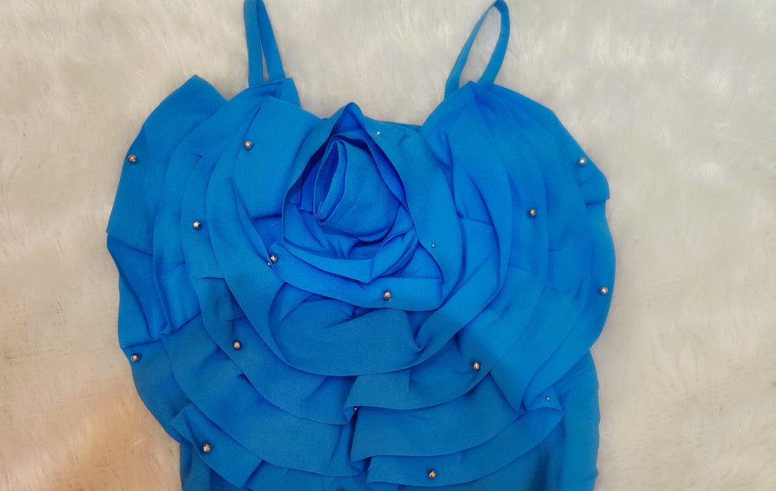 Royal Blue Rose Petal Look alike Top for girls