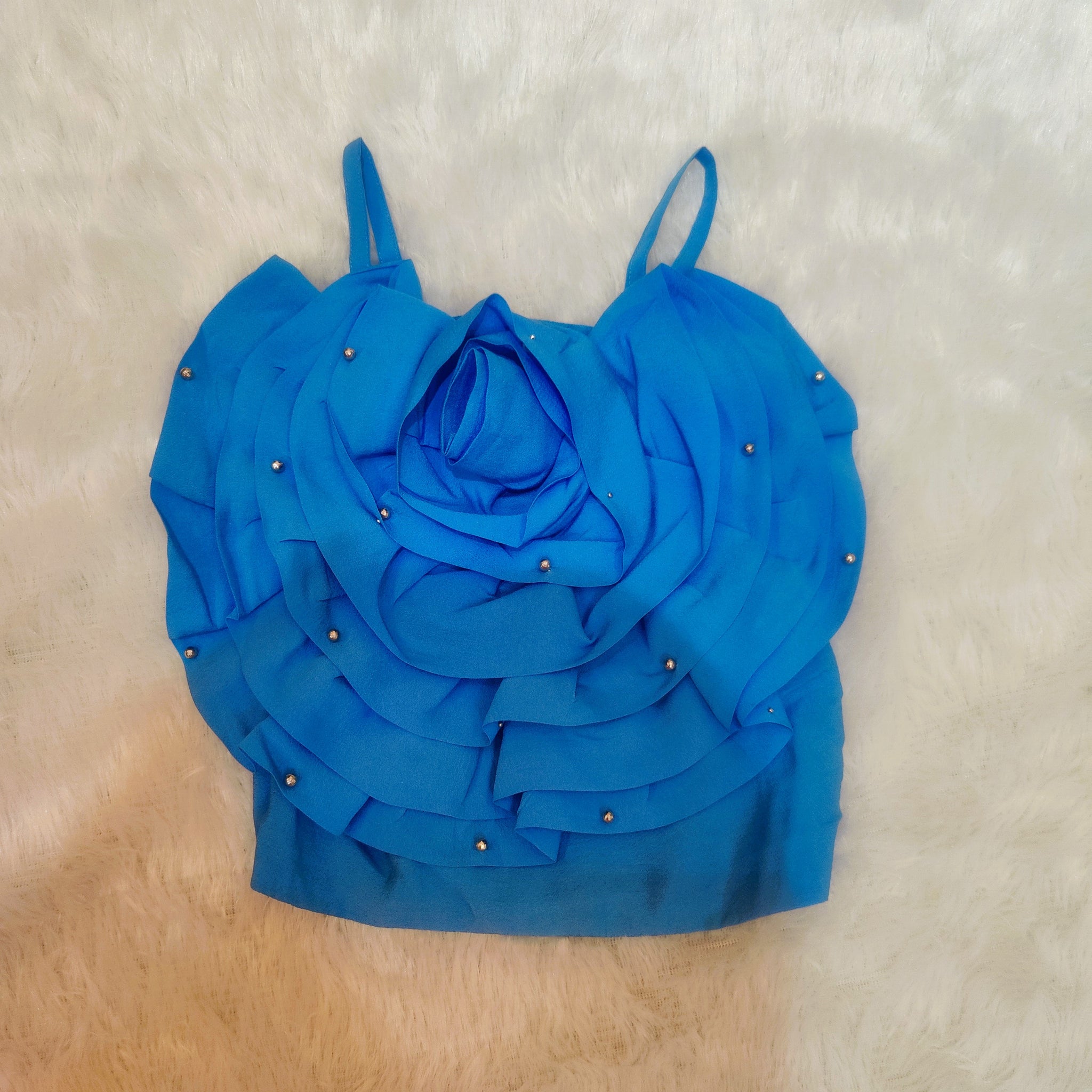 Royal Blue Rose Petal Look alike Top for girls