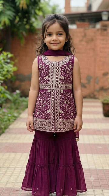 Berry-wine gharara suit